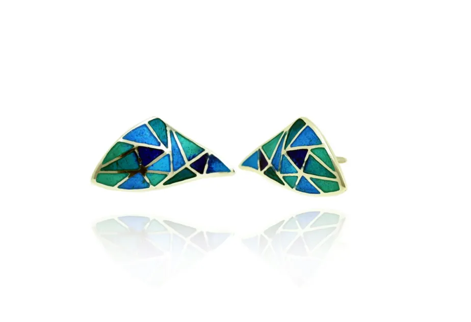 Arracades trenti blau triangle