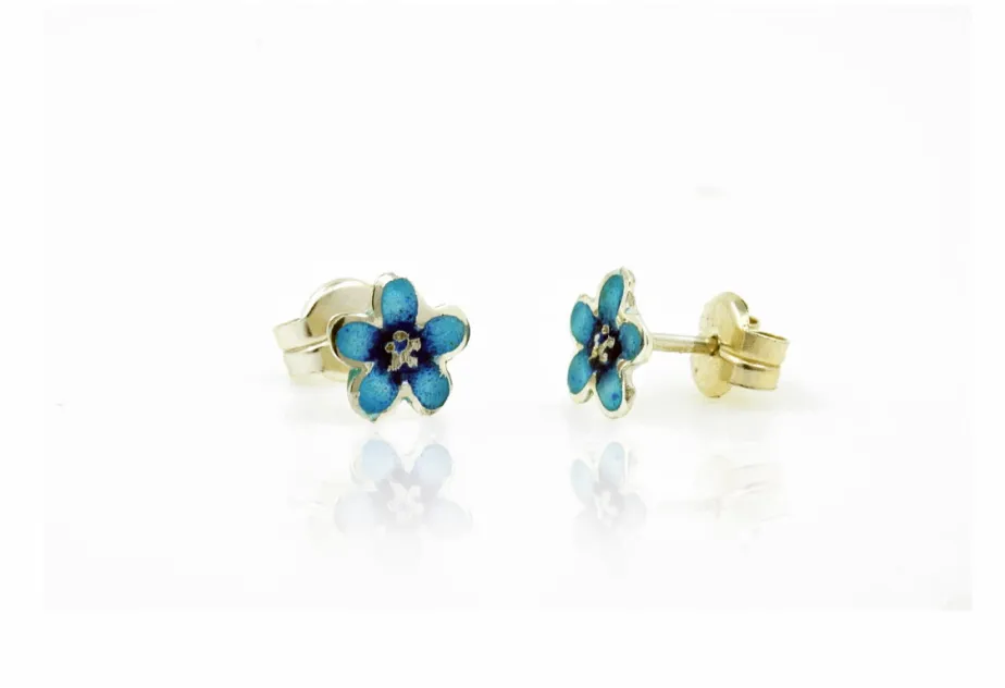 Pendientes flor azul pequeño