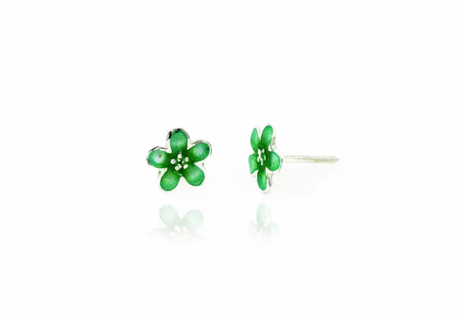 Pendientes flor verde pequeño