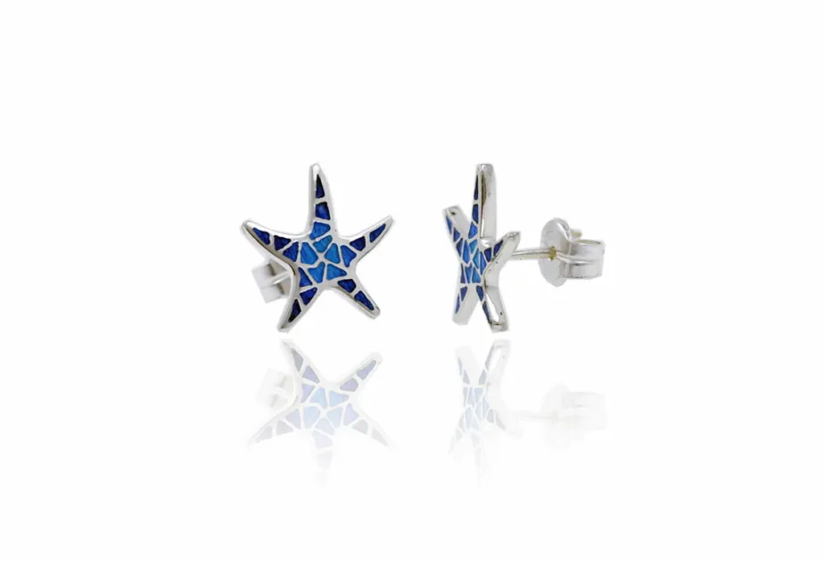 Pendientes estrella de mar azules