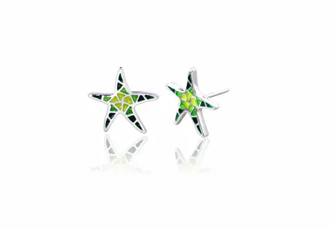Green starfish earrings