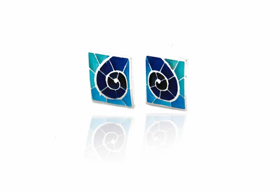 Arracades gaudi rectangulars trencadis blaus