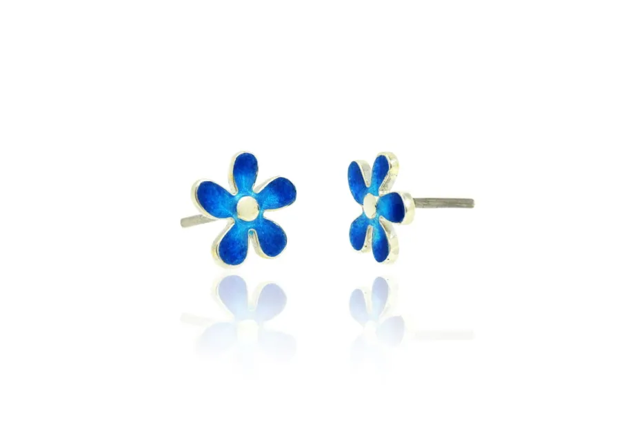 Pendientes flor grande azules