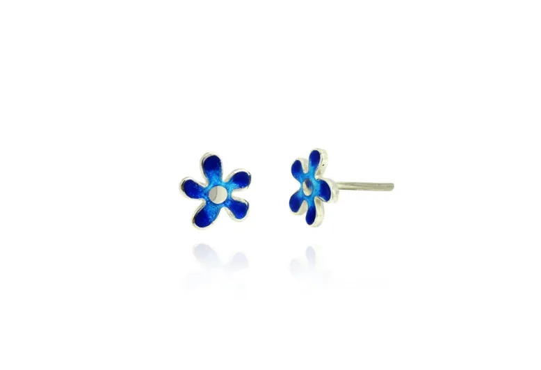 Pendientes flor mediana azules