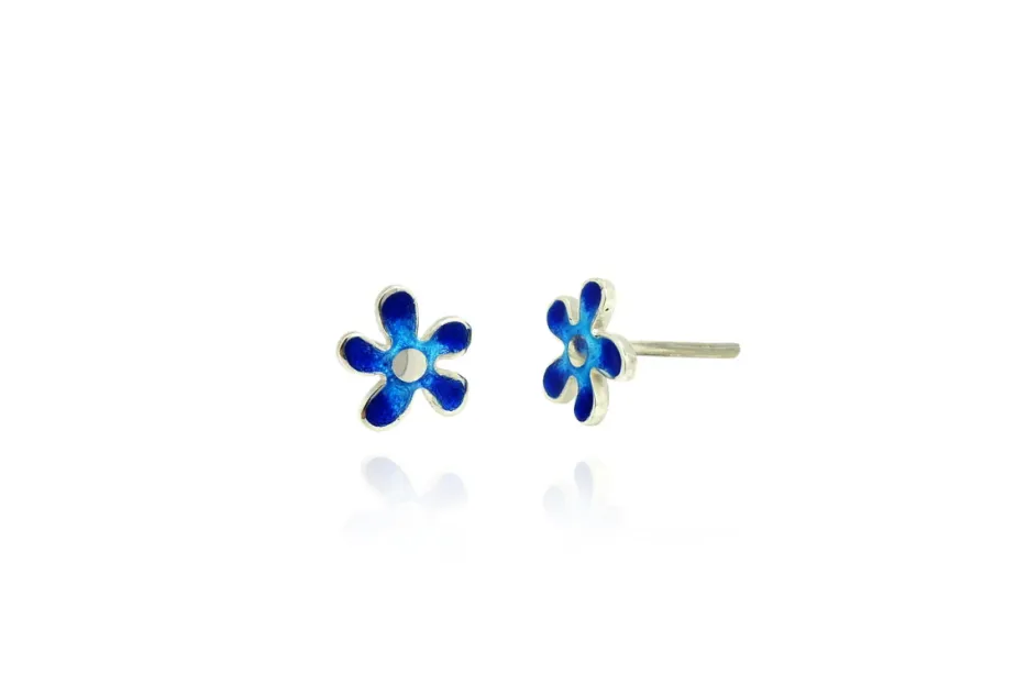 Pendientes flor mediana azules