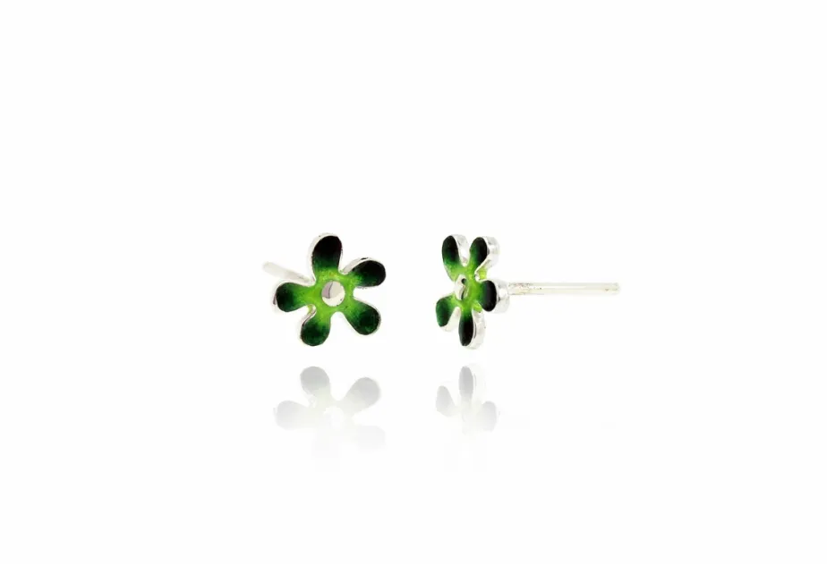 Pendientes flor mediana verdes