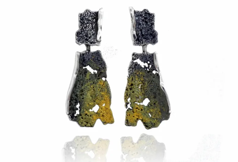 Pendientes Intenzza Verde Liquen de Dos Piezas