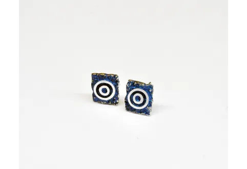 Pendientes textura miró espiral pequeñas azules
