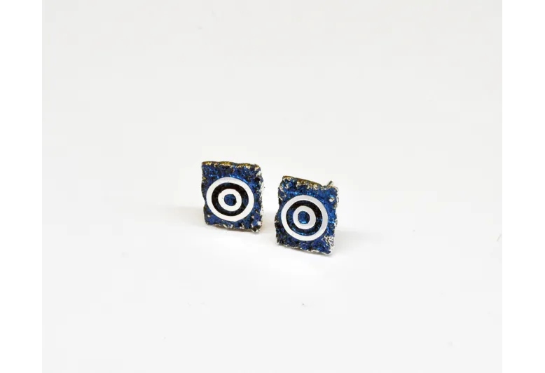 Pendientes textura miró espiral pequeñas azules