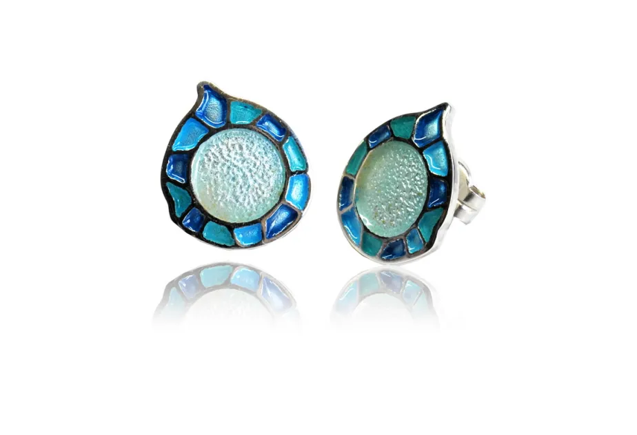 Pendientes vitral casa Batlló azul
