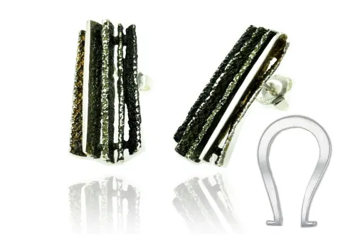 Pendientes Junc Verde Liquen Grandes, cierre Omega