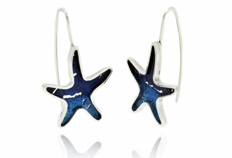 Pendientes Estrella Mar-Itim grande azul
