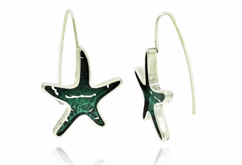 Pendientes Estrella Mar-Itim grande verde Esmeralda