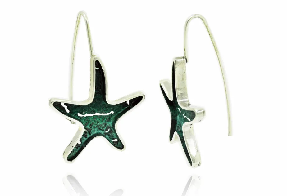 Sea Star Emerald green big earring