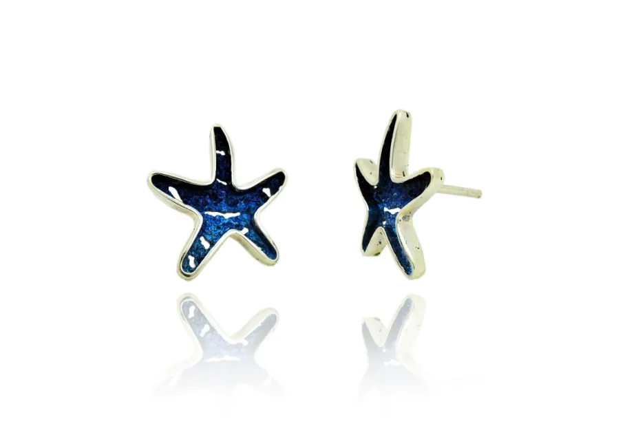 Pendientes Estrella Mar-Itim pequeña azul