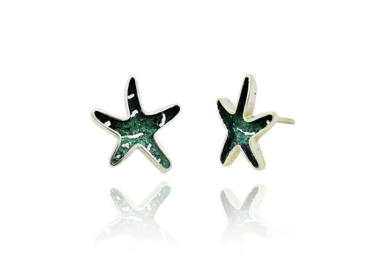 Pendientes Estrella Mar-Itim pequeña verde Esmeralda