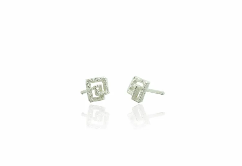Zoom square texture earring