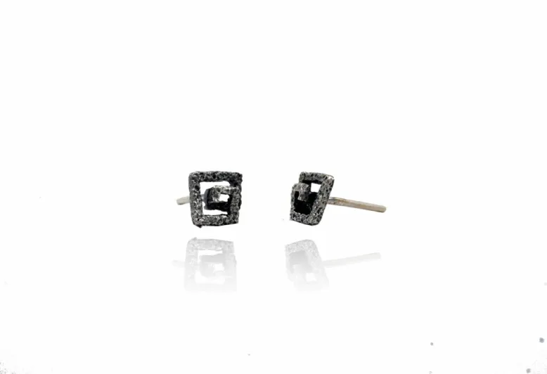 Pendientes Zoom Cuadrados Texturados
