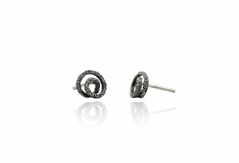 Zoom texture round earring