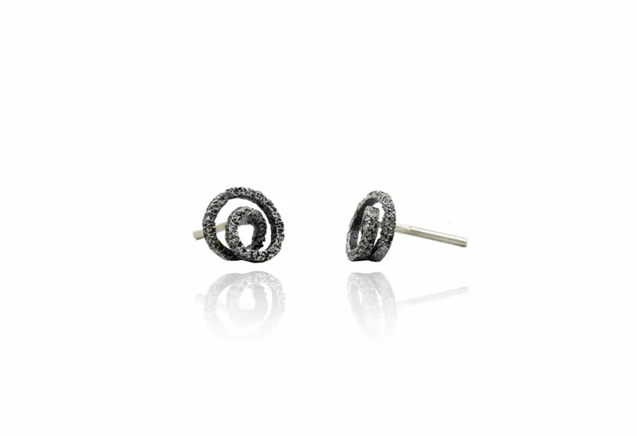 Zoom texture round earring