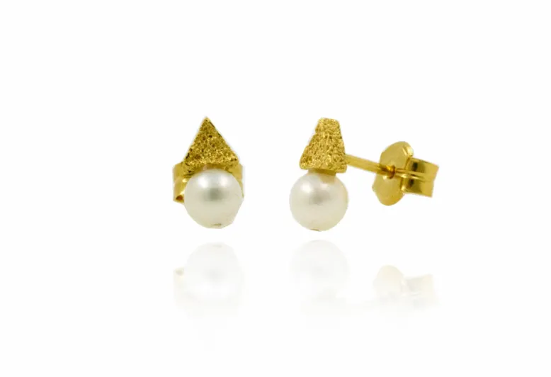 Pendientes TOY Triangulares Medianos con Perla