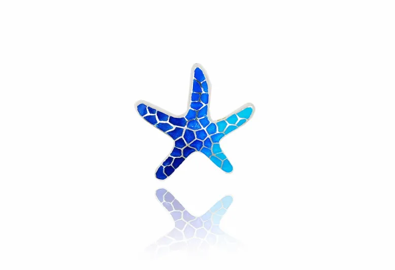Small blue trencadis starfish pendant