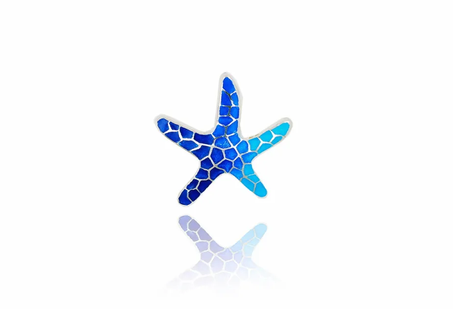 Small blue trencadis starfish pendant