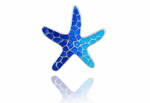 Colgante Estrella de Mar grande azul trencadis