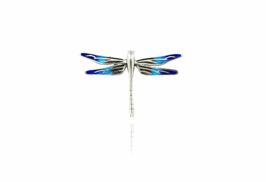 Dragonfly violet- blue enamel pendant