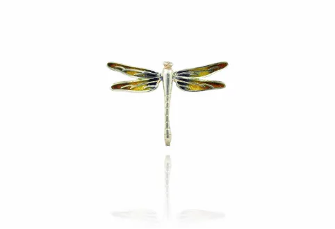 Small Yellow+Blue Violet+Orange Dragonfly Pendant