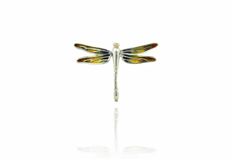 Small Yellow+Blue Violet+Orange Dragonfly Pendant