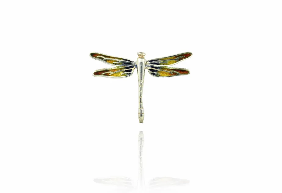 Small Yellow+Blue Violet+Orange Dragonfly Pendant