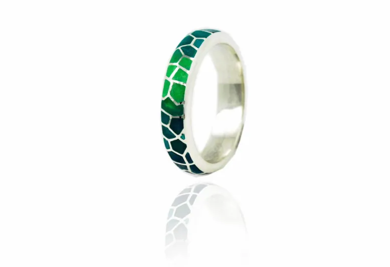 Gaudi green trencadis ring