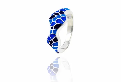 Anell ones trencadis blau