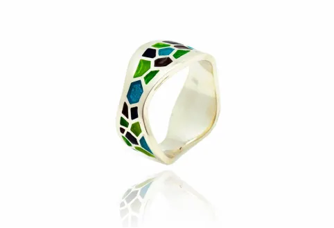 Anillo serpentí trencadís verde
