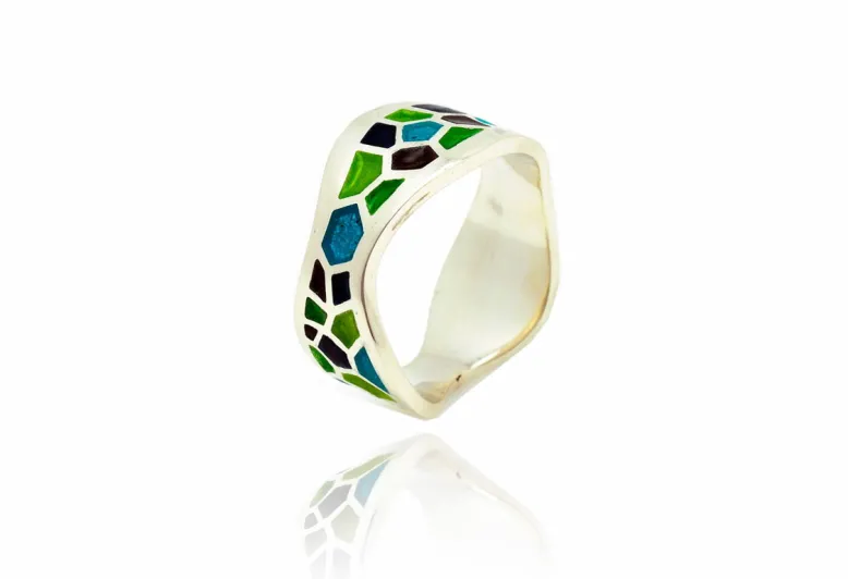 Anillo serpentí trencadís verde