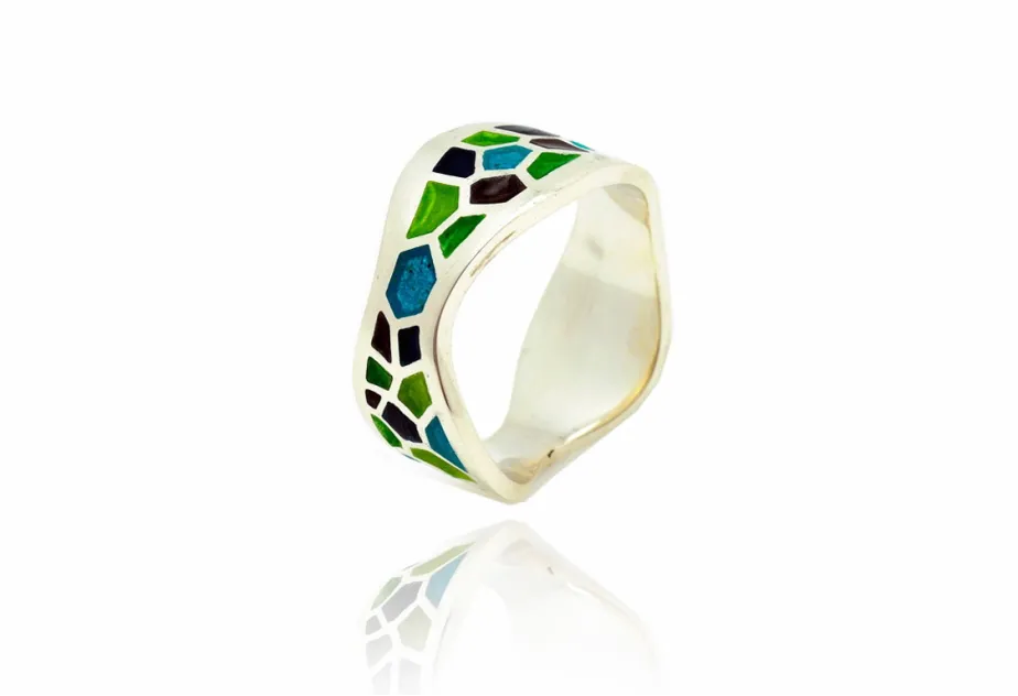Anillo serpentí trencadís verde