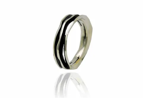 Doppelt oxidierter Silber Ring Fi