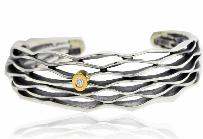 Armreif Multi FI, Silber und Gold