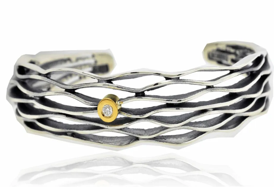 Armreif Multi FI, Silber und Gold