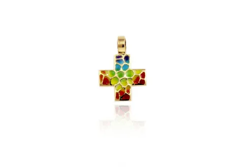 Cruz de mosaico latina 'Trencadis' colorida