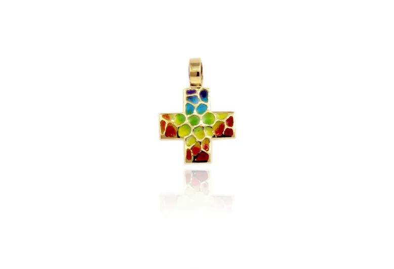 Buntes lateinisches 'Trencadis' Mosaik Kreuz