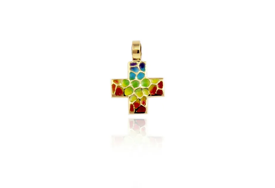 Colorful Latin 'Trencadis' Mosaic Cross