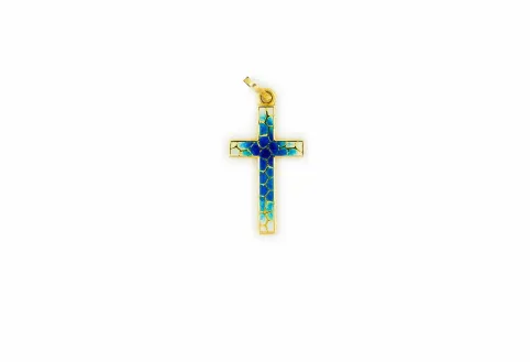 Blaues lateinisches 'Trencadis' Mosaik Kreuz