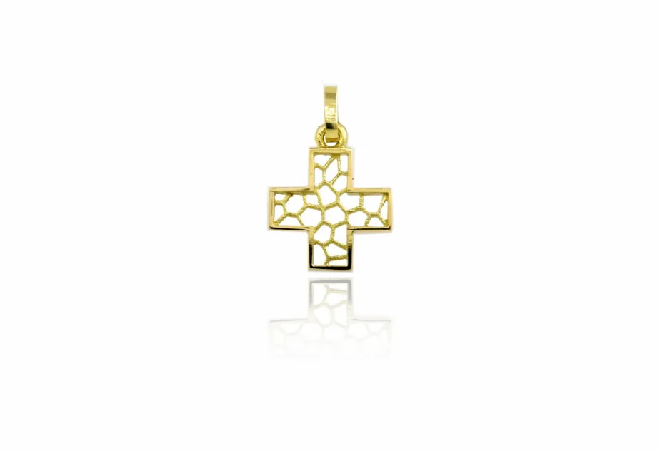 Cruz de mosaico griega 'Trencadis' cuadrada y colorida