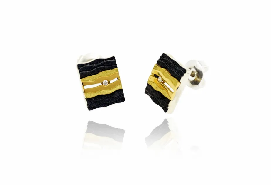 Pendientes Delta, plata y oro