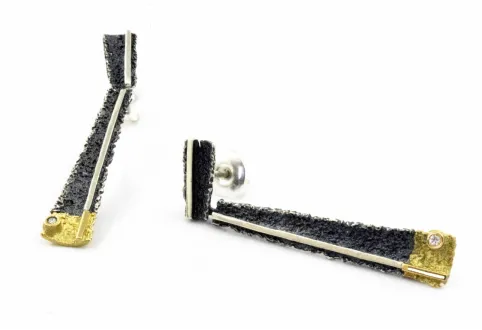 Pendientes Osha de dos piezas, plata y oro