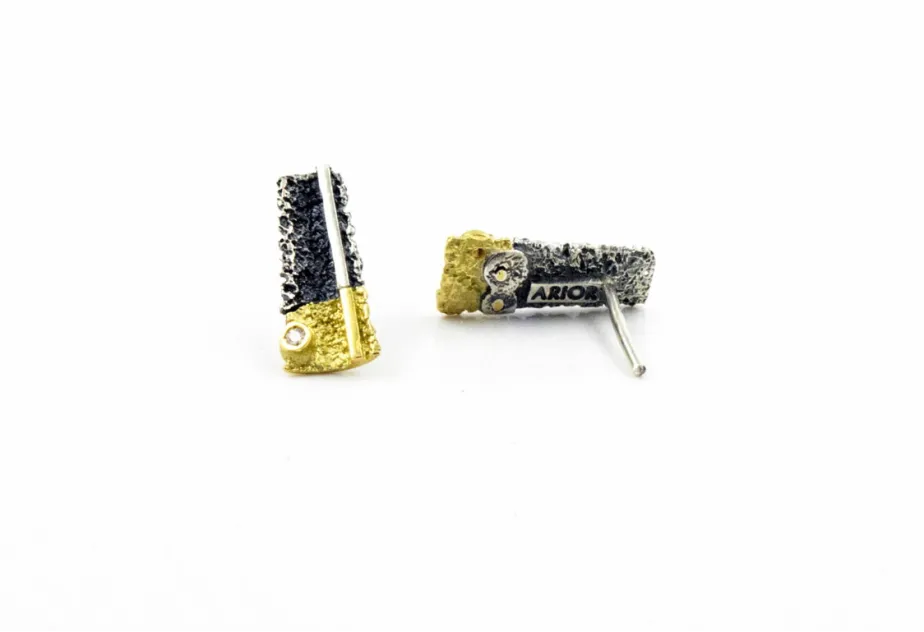 Pendientes pequeños Osha, plata y oro