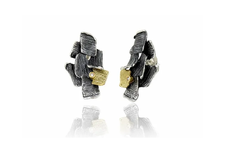 Pendientes summum plata y oro alargados