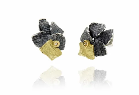 Runde Ohrringe Summum, Silber & Gold